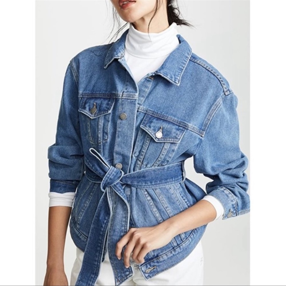 CEO-collection belted denim jacket